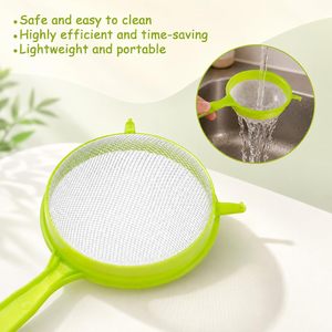 Passoire à mailles fines portable en plastique vert avec doubles poignées pour jus et thé – Outil de cuisine professionnel - Product Image 4