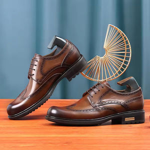 Chaussures Oxford à enfiler pour hommes, formelles, personnalisées, en cuir véritable, soutien de la voûte plantaire, imperméables, élégantes et luxueuses - Product Image 1