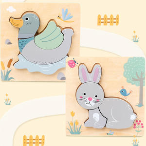Puzzle en <span class=keywords><strong>bois</strong></span> éducatif Montessori, animaux de dessin animé en 3D, pour les enfants de 2 à 7 ans, jouet d'apprentissage cognitif - Product Image 3