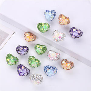 Cuentas de resina acrílica con diamantes de imitación de corazón de melocotón de flor completa para pulsera, funda de teléfono, bolígrafo, cuentas, llavero, fabricación de joyas, Juguetes - Product Image 5