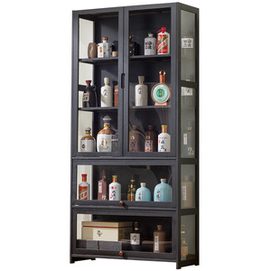 Vitrina para vinos, mueble de almacenamiento y exhibición para sala de estar, diseño moderno minimalista con puertas de vidrio y múltiples estantes - Product Image 5