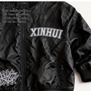 Chaqueta Bomber Personalizada de Invierno con Cremallera Larga, Estilo Urbano, Tela con Textura de Papel, Chaqueta Cortavientos Arrugada para Hombre, Estilo Urbano, Techwear, Varsity - Product Image 3