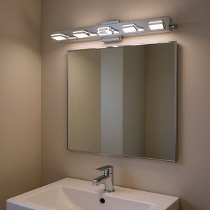Applique Murale LED Moderne Chromée pour Salle de Bain, 5 Lumières, Lampe de Miroir, Blanc Chaud 3500K, IP44, Finition Polie - Product Image 2