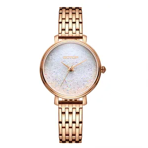 Custom Logo Glitter Face Fashion Style Gift Stainless Steel Quartz Female Unique Bling Women's Wrist Watch