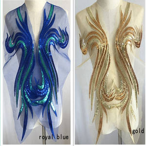 Большой патч с золотыми блестками вышивка аппликация сетчатая кружевная ткань шитье на платье одежда - Product Image 2