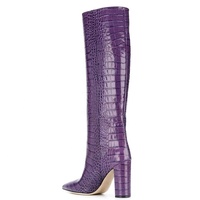 Bottes longues à talons épais pour femme, chaussures de créateur blanches violettes, automne