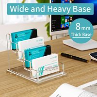 Support de rangement de bureau transparent à 4 niveaux brillant et robuste, organisateur de bureau, étui gain de place, porte-cartes de visite en acrylique de qualité supérieure pour la vente en gros