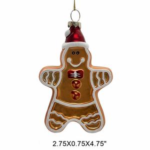 Adornos Navideños de Cristal Hechos <span class=keywords><strong>a</strong></span> Mano de Alta Calidad, Muñeco de Jengibre para Colgar en el Árbol de Navidad, Decoraciones para Fiestas Navideñas, Muñeco de Galleta - Product Image 3