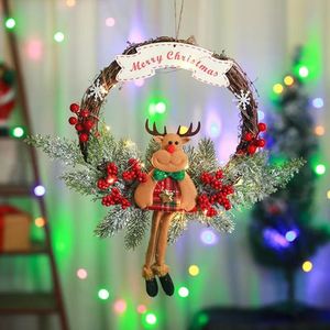Guirnalda Navideña Hecha a Mano de Mimbre para Puerta, Decoración de Pared con Ciervo, Artículos para Fiestas de Año Nuevo - Product Image 2
