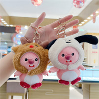 Mignon petit ours castor rose en peluche, porte-clés en forme de cœur super doux, animal en peluche rembourré de coton PP, jouet de fête