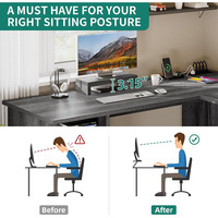 Bureau de bureau à domicile en forme de L avec prises de courant Support pour ordinateur et moniteur Tiroir à fichiers et étagères de rangement Meubles de bureau d'angle
