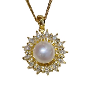 Pendentif en argent S925 31354DIY avec perles de 8-10 mm, porte-écharpe féminin, cache-cernes, accessoires de mode pour colliers, perles DIY - Product Image 4