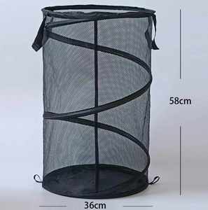 Large Cylindrical Folding <b>Laundry</b> Basket Durable Mesh Design Multi-Functional Household Package Clothes Clothing Storage Bag - Product Image 5