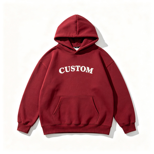 เสื้อฮู้ดดี้ผู้ชายทรงโอเวอร์ไซส์ ผ้าหนา ซิปครึ่งตัว พิมพ์ลายพัฟ ขอบดิบ สไตล์ฮิปฮอป จากโรงงานโดยตรง - Product Image 1