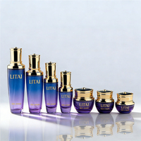 Pot cosmétique en verre bleu 20g 30g 50g, pots vides en verre pour crème visage avec couvercles dorés pour soins de la peau