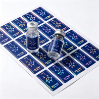 Label Hologram Laser Kustom Tahan Air, Stiker Perekat Profesional untuk Botol dan Stoples Kaca Kosmetik & Medis