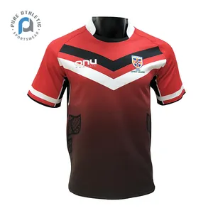 Saf toptan süblimasyon gömlek polyester rugby forması özel futbol formaları OEM malzemeleri nrl Rugby forması ligi