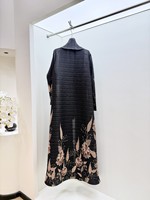 Abaya plissée Miyake, robe longue à manches longues luxueuse et élégante, imprimé, haut ouvert, grande taille, style conservateur, robe musulmane