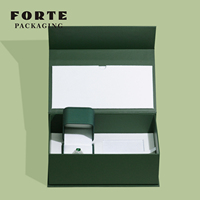 FORTE 2024 Hochwertige Maßgefertigte Grüne PU-Leder Schmuck-Geschenkbox für Ringe, Ohrringe und Anhänger mit Außenbox