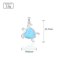 Nouveauté 925 Sterling Silver Natural Blue Larimar Stone Fine Jewelry Tortue Collier Pendentif pour Saint Valentin Cadeau