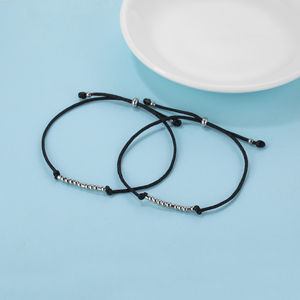 Friendship Stainless Steel Bead Cord <strong>Morse</strong> <strong>Code</strong> <strong>Bracelet</strong> Adjustable <strong>Bracelet</strong> - Product Image 2