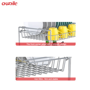 Cassetto della cucina Mobile Cestello <span class=keywords><strong>Cestino</strong></span> di Chiusura Molle di Metallo, Ferro, 2 Tier Cremagliera di Piatto Multi-Funzione <span class=keywords><strong>Cestino</strong></span> Del Pane - Product Image 2