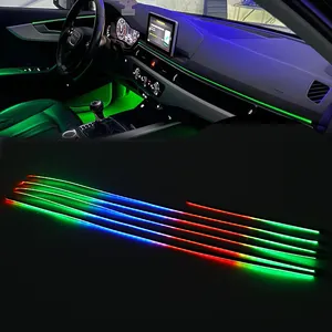 Tira de luces de neón brillantes para asiento de coche/consola/puerta/Decoración de tablero fácilmente DIY