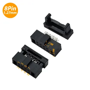 1.27mm Pas 8Pin IDC Connecteur Fc Noir Femelle Prise Câble Plat