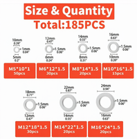 185PCS Aluminum Flat Washer Assortment Kit Aluminum Alloy Washers Set with Plastic Organizer Box Wholesale