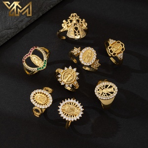 YM Hochwertiger Religiöser Jungfrau Maria <span class=keywords><strong>Ring</strong></span> in Rund/Oval/Herzform, Offener Verstellbarer <span class=keywords><strong>Ring</strong></span> für Damen und Herren, Vintage Fingerschmuck Accessoires - Product Image 1