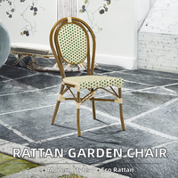 Chaise de jardin en rotin en gros pour hôtel, café, restaurant, mobilier d'extérieur, chaise empilable en aluminium, patio, bistrot français