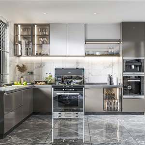 Armoire suspendue en fibre SANTOPOVA, mélamine, Kenya, modulaire, personnalisée, directement de Chine, plan de travail en marbre, armoire de cuisine - Product Image 6