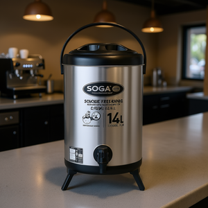 Pot isotherme SOGA 14L en acier inoxydable avec robinet pour café, thé, jus, usage commercial - Product Image 2