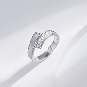 custom plata 925 <b>sterling</b> <b>Silver</b> Wave vintage pearl <b>ring</b> Minimalist <b>Adjustable</b> Design unique wedding women colour zircon <b>rings</b> - Product Image 3