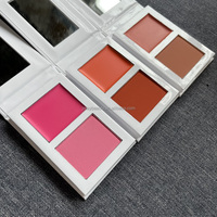 Palette de blush double couleur de luxe, maquillage personnalisé avec logo, fini mat longue tenue, palette de blush crème vibrante 2 en 1