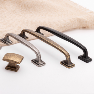 Vintage Multi Finish <strong>Cabinet</strong> Handles Solid Zamak Stepped Base Bow Drawer Pulls Matching Knobs Rustic Furniture Hardware - Product Image 1