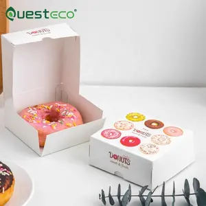 O costume imprimiu caixas de embalagem longas do mini donuts do papel branco do bolo da padaria do logotipo e do biscoito