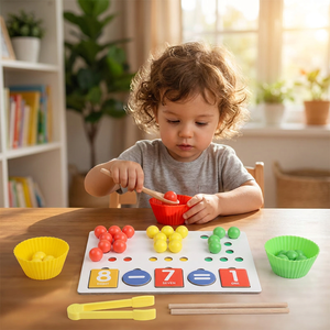 Materiali Montessori in Legno per Matematica, Forniture per Homeschooling, Tavola con Pioli per Conteggio e Ordinamento Colori, Giocattoli Educativi - Product Image 2