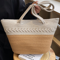 Sacs à main pour femmes en corde de coton, panier de marché français mexicain de créateur en gros, sacs de plage d'été en paille tressée