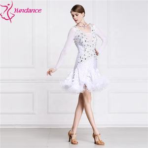 Vestido de Baile Latino Personalizado L-1589 con Encaje Blanco y Lentejuelas para Niñas - Product Image 4