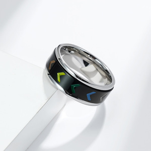 Rotating Rainbow Flag <b>Titanium</b> Steel <b>Ring</b> Arrow Pattern Unisex Fashion Jewelry Gift From Dongguan - Product Image 3