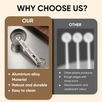 Ensemble de cuillères à mesurer en alliage d'aluminium anodisé de qualité alimentaire, manche long, outil de cuisine ergonomique, mesure précise, café, épices