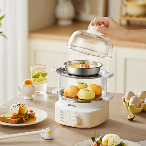 Vaporera de huevos de doble capa Little Bear con temporizador, vaporera eléctrica blanca para cocinar desayunos - Product Image 1