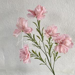 Artificial <b>Flower</b> Arrangement <b>Silk</b> <b>Flowers</b> High Simulation Wedding Home Decor 5 Heads Silver Lotus Hibiscus - Product Image 4
