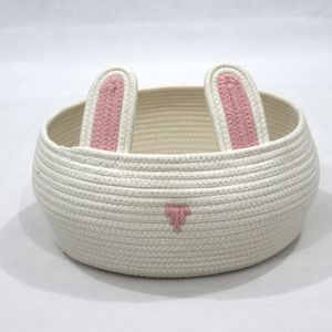 2024 Offre Spéciale rond beignet lit pour animaux de compagnie Simple rose lapin oreille conception blanc coton corde <span class=keywords><strong>panier</strong></span> pour animaux de compagnie pour chat chiens lit de couchage - Product Image 4