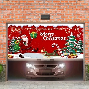 Bannière de Noël pour porte de <span class=keywords><strong>garage</strong></span>, Père Noël lisant à des animaux de la forêt, couverture de porte de <span class=keywords><strong>garage</strong></span> sur le thème des bois enneigés, décorations de fête personnalisables - Product Image 5
