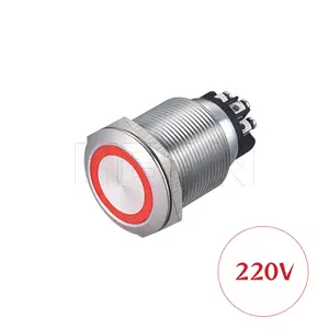CE ROHS hbs1gq系列led螺丝termianl 22毫米不锈钢金属发光按钮开关12v