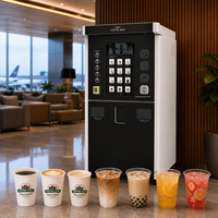 Distributeur automatique de café professionnel avec deux bacs à grains et système de lait frais