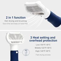 Sèche-cheveux 3-en-1 pour chiens et chats, portable, avec protection contre la surchauffe, température réglable, brosse lissante pour chiens de petite/moyenne taille
