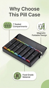 Boîte de rangement empilable coloré quotidien rappel de médicaments pilulier - Product Image 4